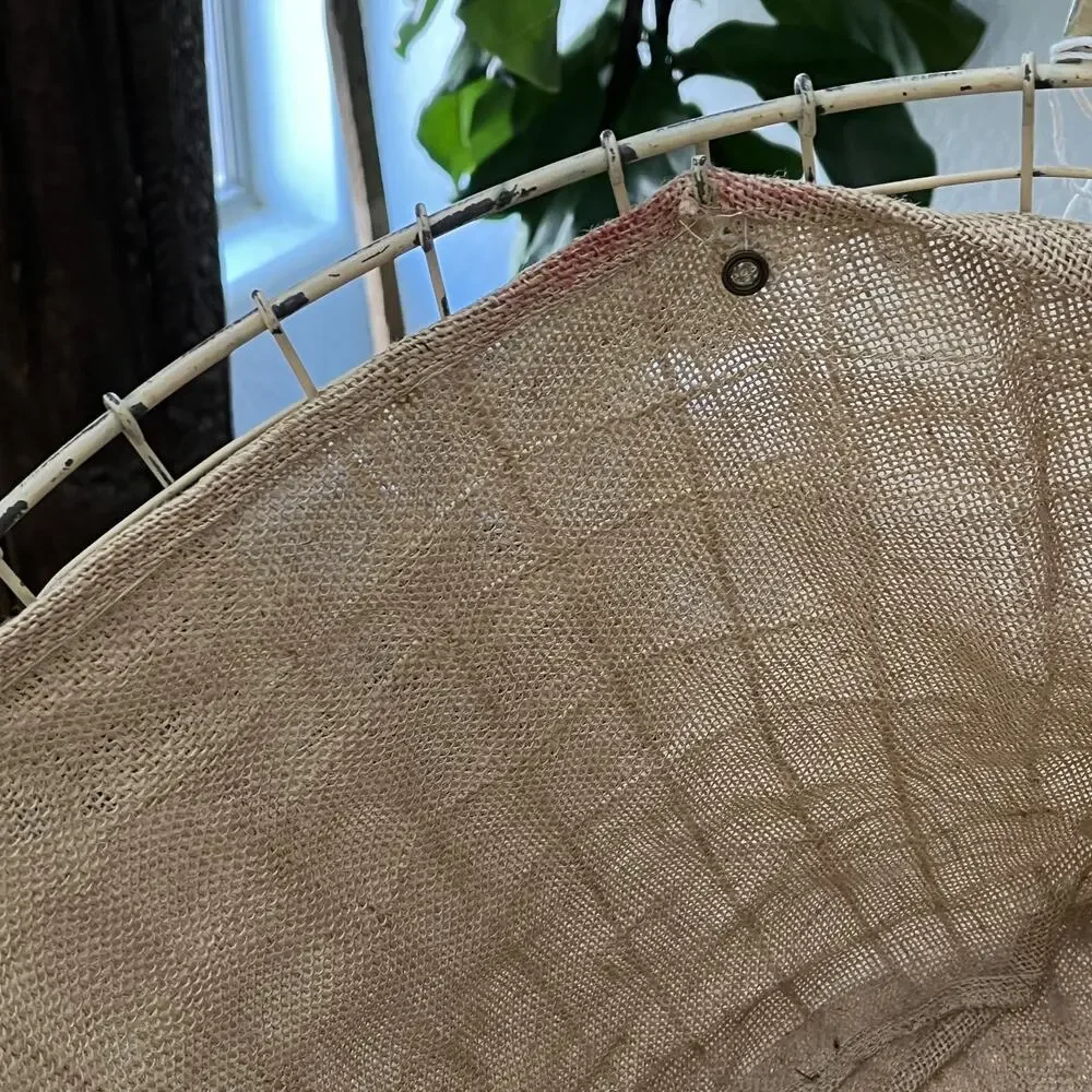 Rustic Farmhouse Wire Bushel Basket Burlap Liner
